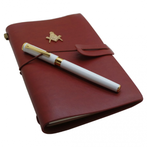 Freemasons Personalised Brown Leather Notebook and Pen Freemasons Personalised Brown Leather Notebook and Pen